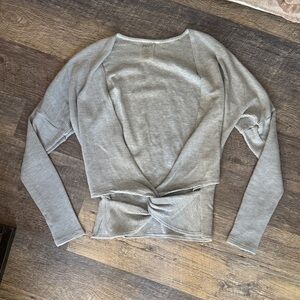DYI Gray Ribbed Long Sleeve Sweater